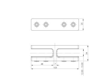 Edelstahl 12-15mm AISI 316 Glas Verbinder Glashalter Glasverbinder V4A